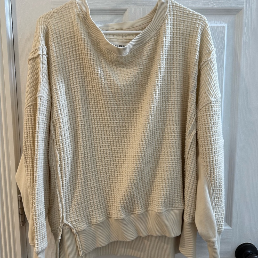 Aerie Cozy Cream Waffle Knit Sweater